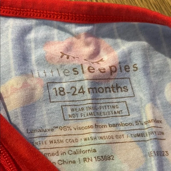 Little Sleepies Blue Baseball Footies - Picture 2 of 6